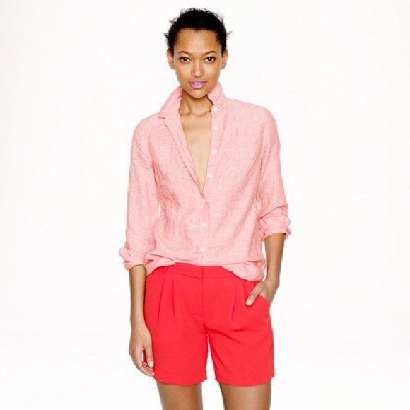 J. Crew Tops - J. Crew Linen Crosshatch Perfect Shirt